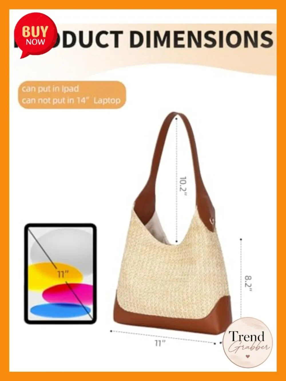 Hobo Straw Woven Shoulder Tote Bag Summer Beach
